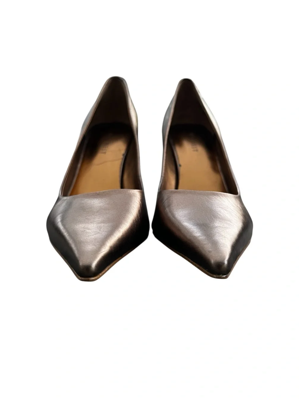 Nine West Barbe Metallic Gold Pointed Toe Pumps Size 6M Heel 4 Inch